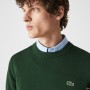 LACOSTE - AH 1985 132 - MEN'S ORGANIC COTTON CREW NECK SWEATER - GREEN AH1985-132 Lacoste Pullovers for Men