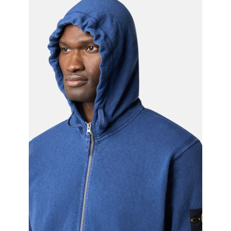 STONE ISLAND ZIP-UP HOODIE MALFILÉ FLEECE 'OLD' EFFECT