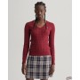 GANT Women Stretch Cotton Cable V-Neck Sweater 480022 604 Bright Red 480022 604 GANT Women's Clothing