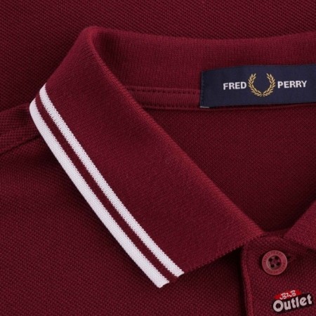 Fred Perry (M3600-799) Mens Twin Tipped Collar Polo Shirt (Mahogany/Sky/Natural)