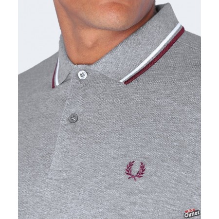 Fred Perry (M3600-201) Mens Twin Tipped Collar Polo Shirt (Grey/white/red)