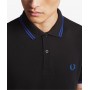 Fred Perry (M3600-J71) Mens Twin Tipped Collar Polo Shirt (Black/Cobalt/Cobalt) M3600 J71 Fred Perry Poloshirts for Men