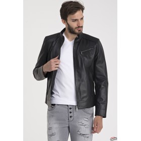 IPARELDE Men White Leather Jacket - IPAM88 Black